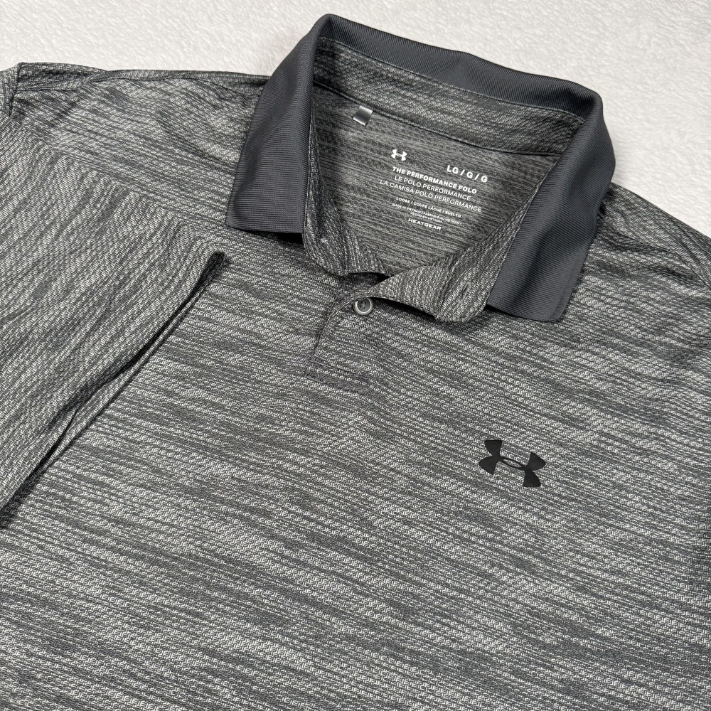 Under Armour Polo Shirt Mens Large Gray HeatGear Golf Performance Loose